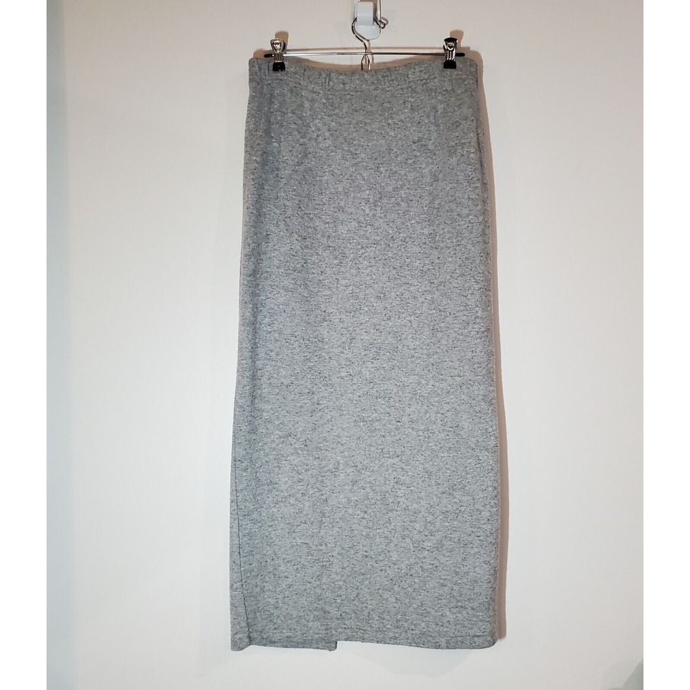 Imagio‎ Vintage Heather Grey Knit Maxi Column Skirt Lambswool Blend M Back Slit